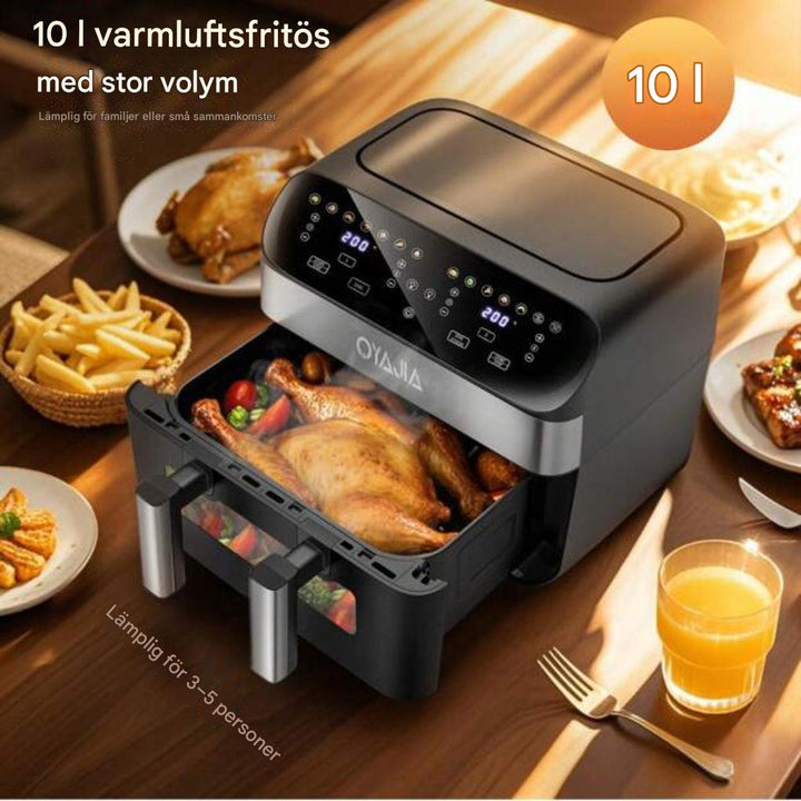 12-i-1 luftfritös med dubbla zoner och 2 korgar