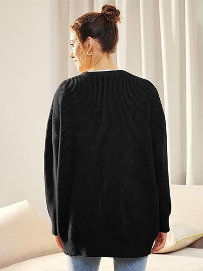 Overdimensjonert V-hals cardigan med knappestenging