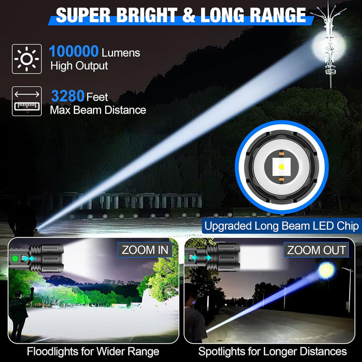 100 000 lumen taktisk ficklampa