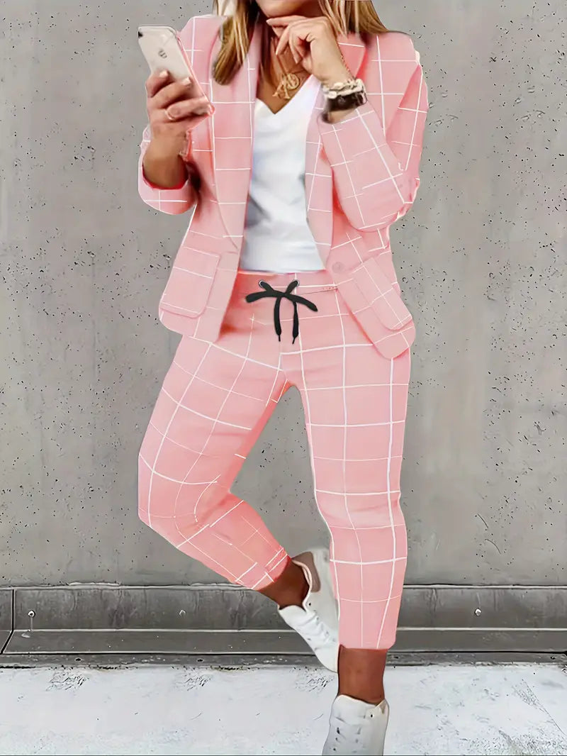 OfficeChic - Casual långärmad kavaj och byxor för kontorsarbete