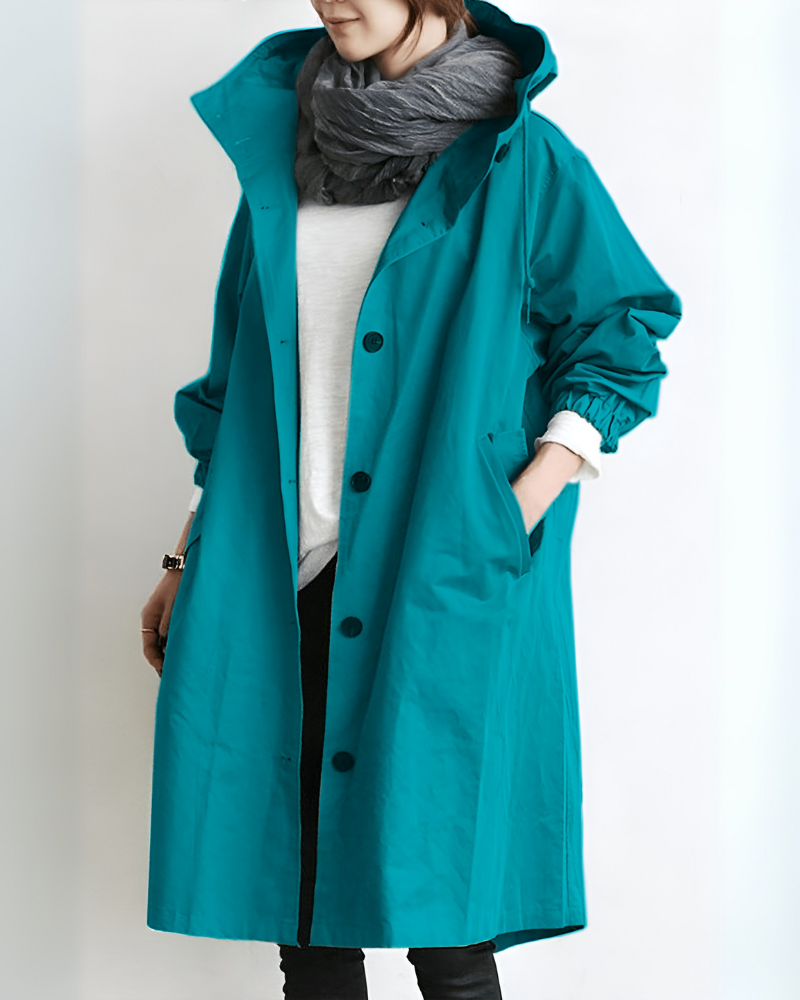 Klassisk trenchcoat med huva