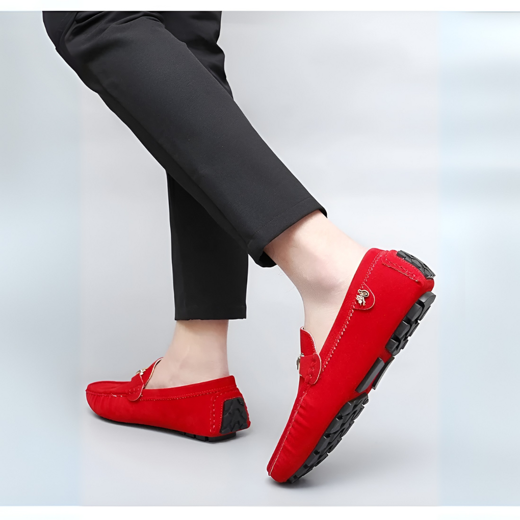 Herrmockasiner i mocka med slip-on-funktion
