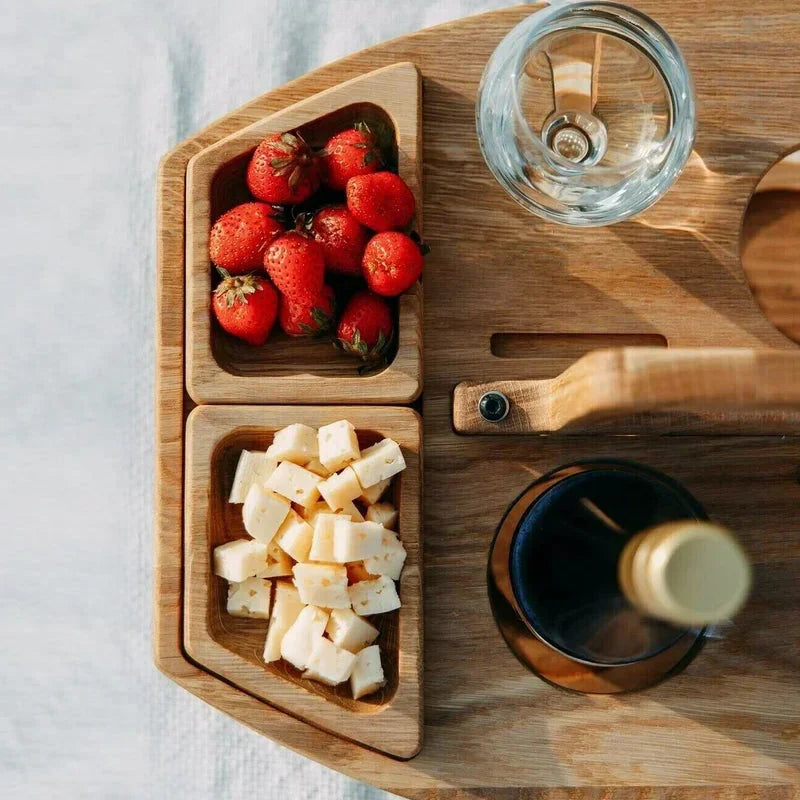 Bærbart træ-picnicbord til vin