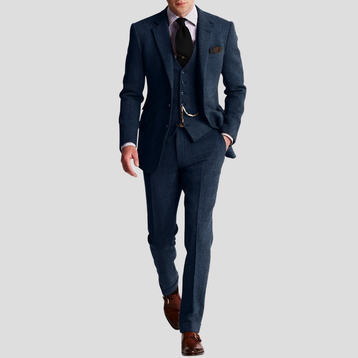 3-osainen klassinen elegantti tweed-smokkipuku miehille