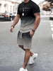 Färggradient outfit set T-shirt med bokstavstryck och shorts med dragsko