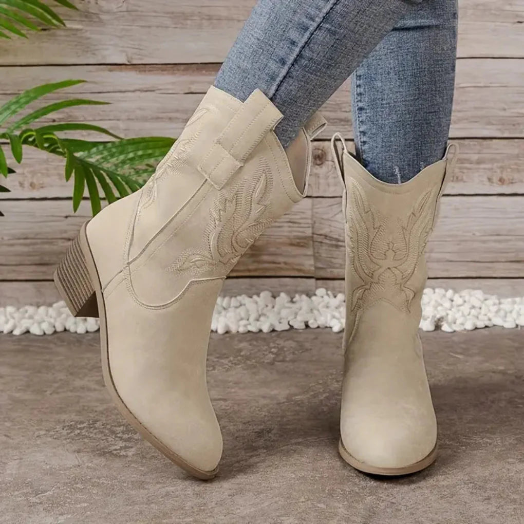 Premium vegaaniset lännencowboystövlar synteettisestä kankaasta