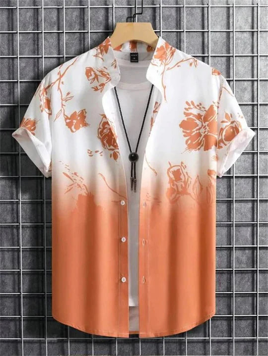 Hawaiiskjorta med 3D-blommönster
