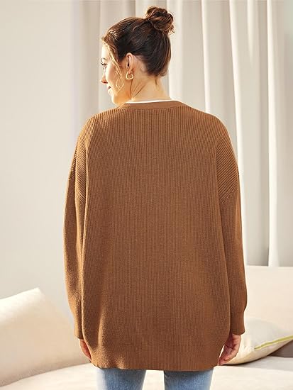 Overdimensjonert V-hals cardigan med knappestenging