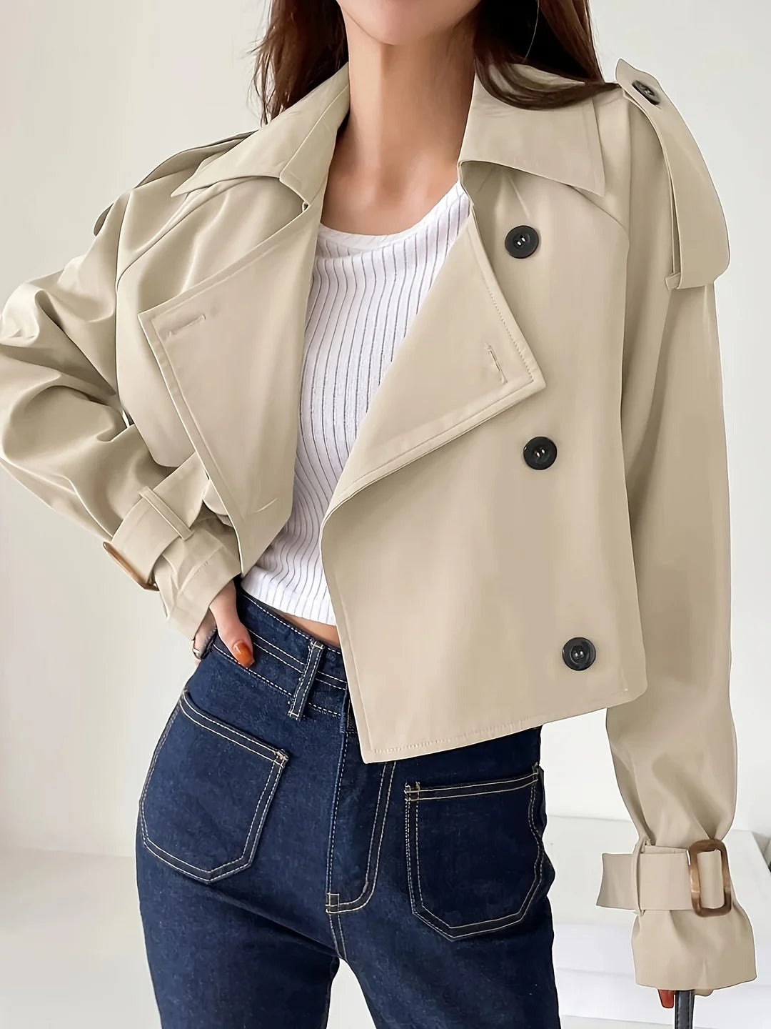 Afslappet kort trenchcoat