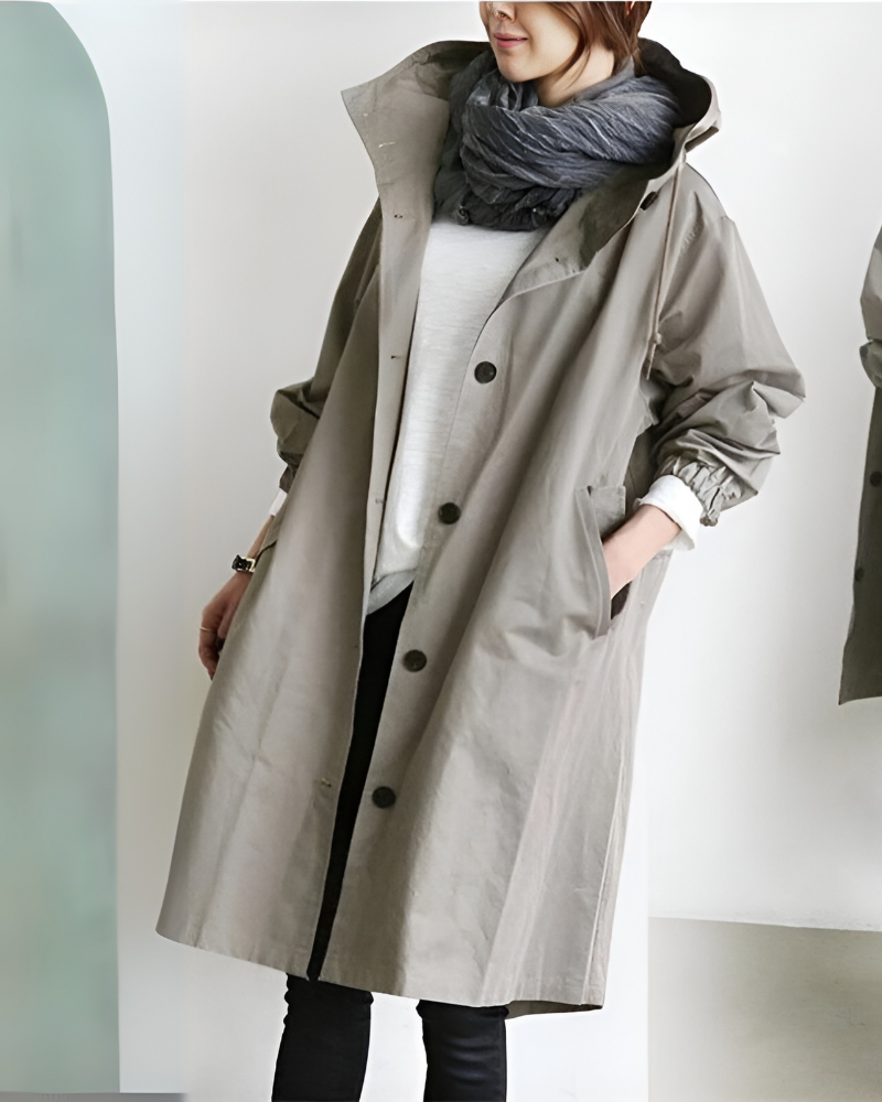 Klassisk trenchcoat med huva