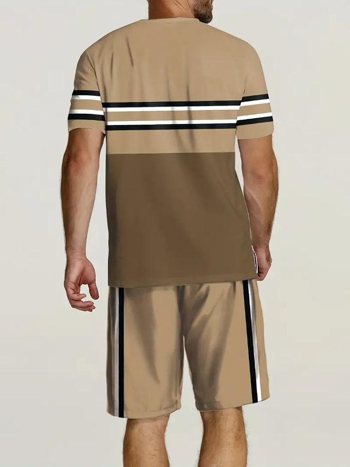 Casual T-shirt med rund halsringning och korta ärmar och shorts i ett set