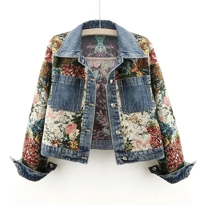 Blommig Jeansjacka för Damer