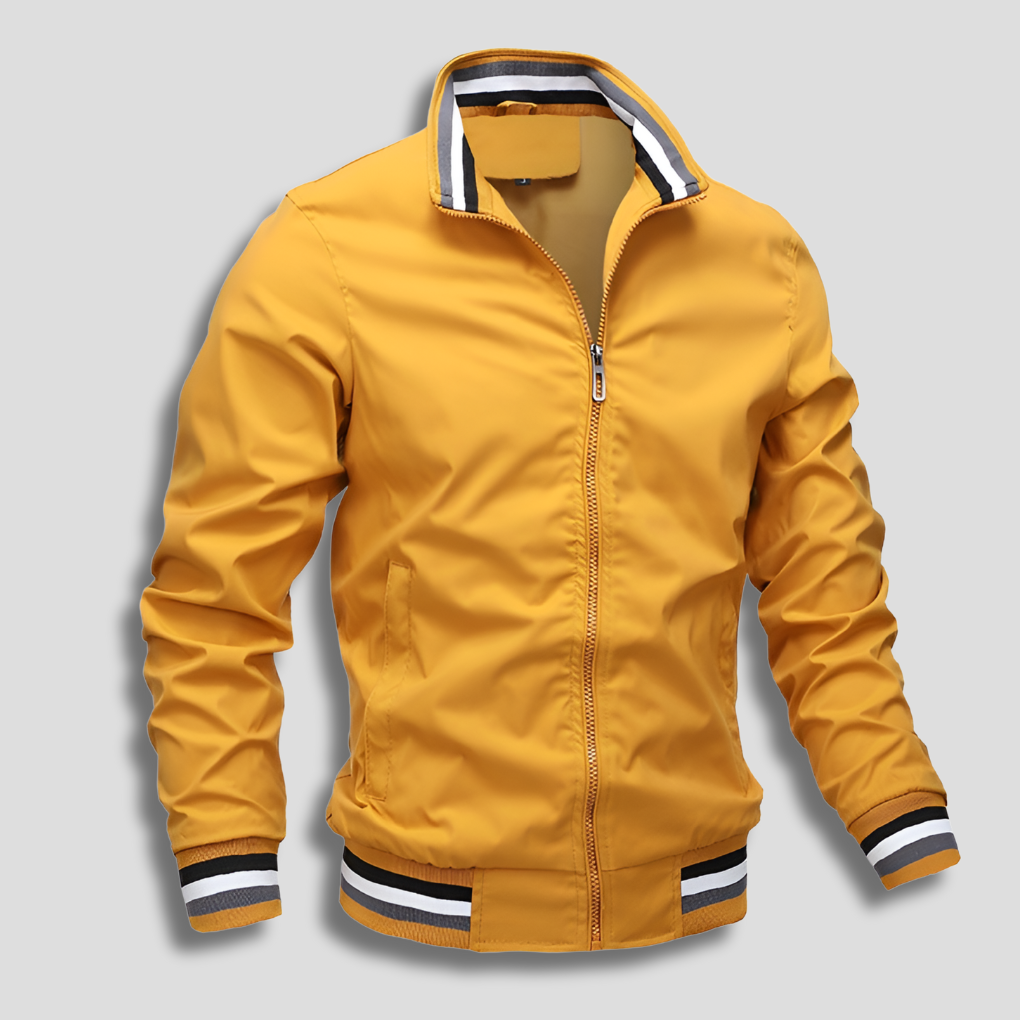 Avslappet herrejakke med glidelås for komfort i hverdagen