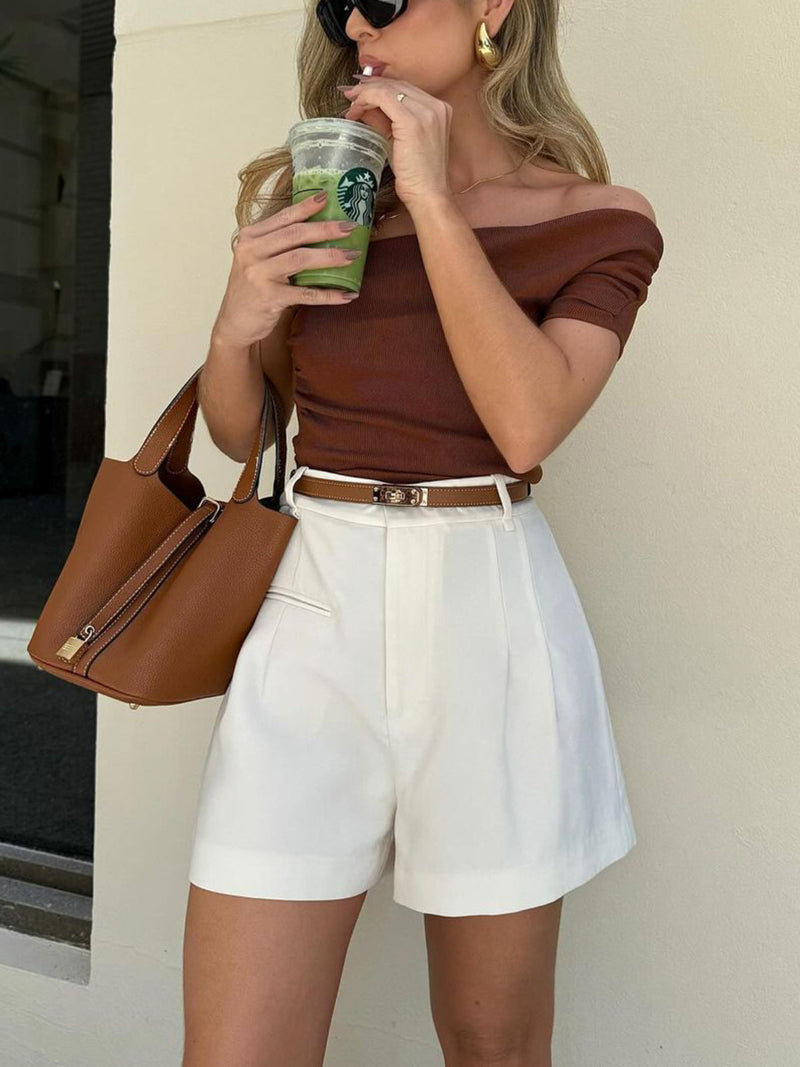 Skräddarsydda shorts med hög midja för kvinnor