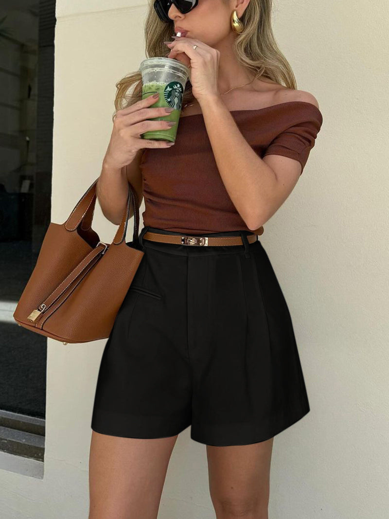 Skräddarsydda shorts med hög midja för kvinnor
