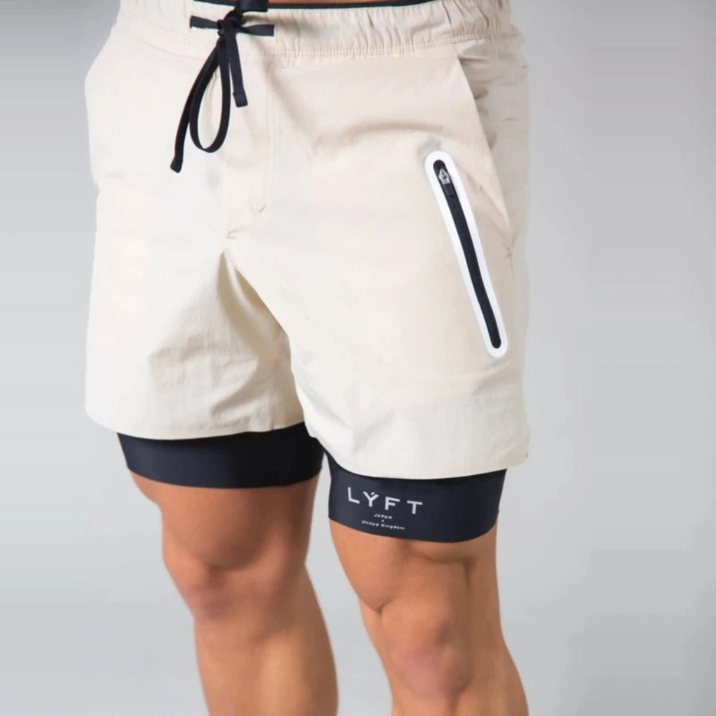 2-i-1 sport- og treningsshorts for menn