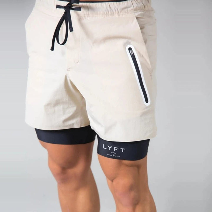 2-i-1 sport- og treningsshorts for menn