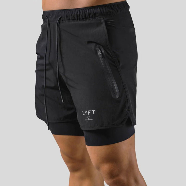 2-i-1 sport- og treningsshorts for menn
