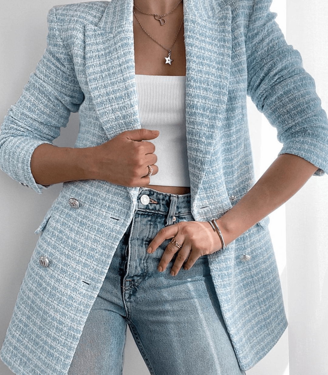 Zabel - Chic kavaj i tweed för dam med bröstning för kontor