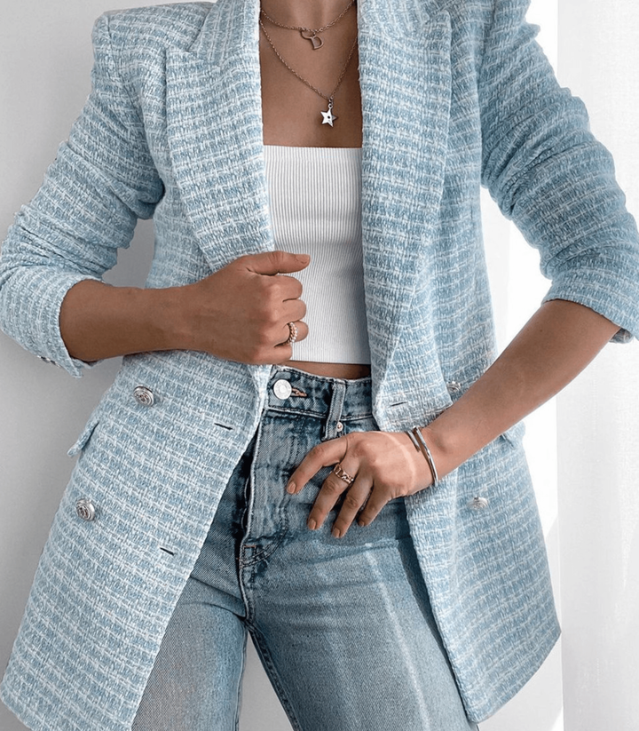 Zabel - Chic kavaj i tweed för dam med bröstning för kontor