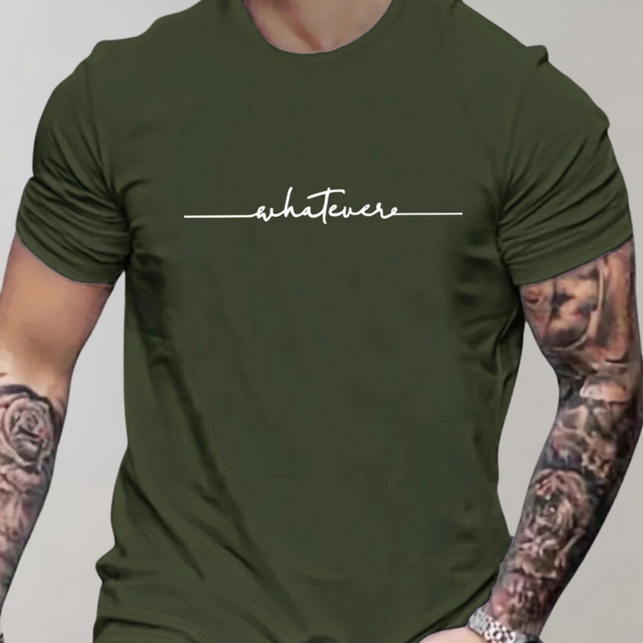 Herr Casual Rundhalset T-shirt med Minimalistisk Print