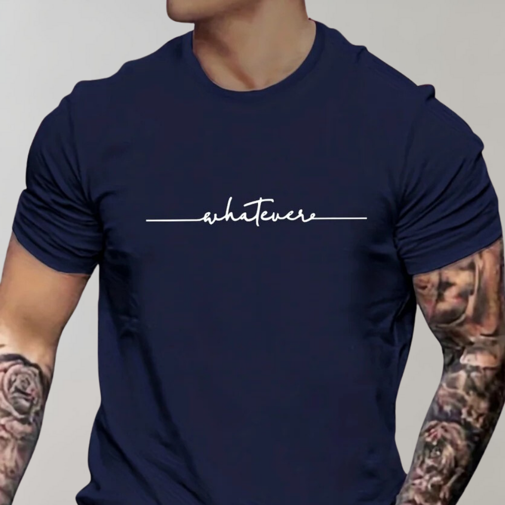 Herr Casual Rundhalset T-shirt med Minimalistisk Print