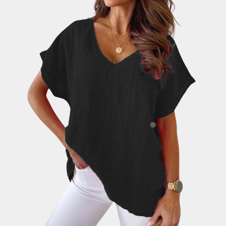 Casual T-shirt til kvinder med stilstrikket struktur look