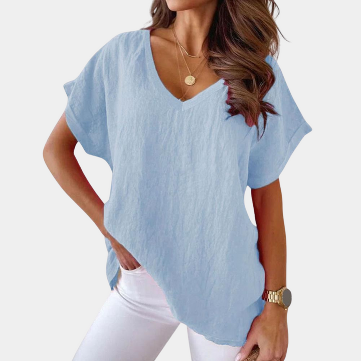 Casual T-shirt til kvinder med stilstrikket struktur look