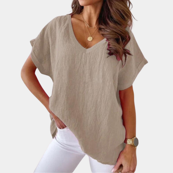 Casual T-shirt til kvinder med stilstrikket struktur look
