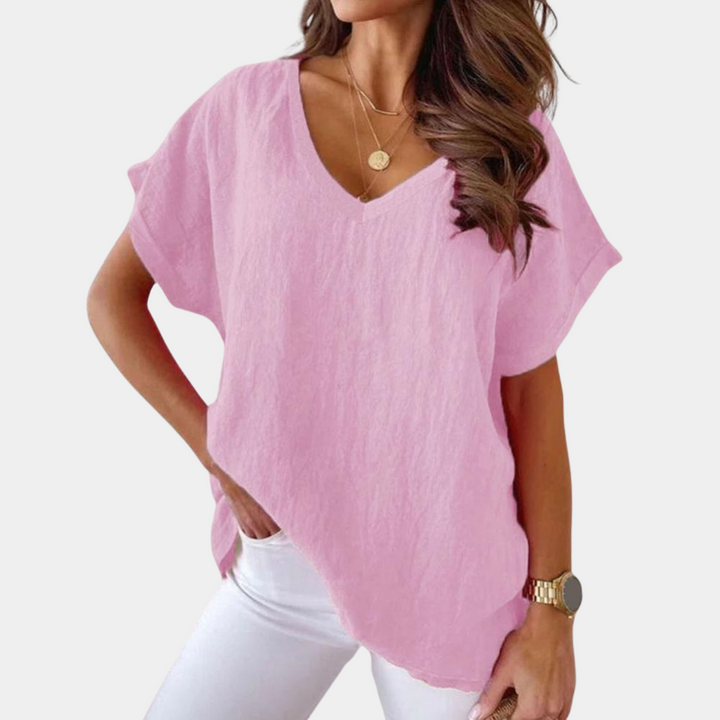 Casual T-shirt til kvinder med stilstrikket struktur look