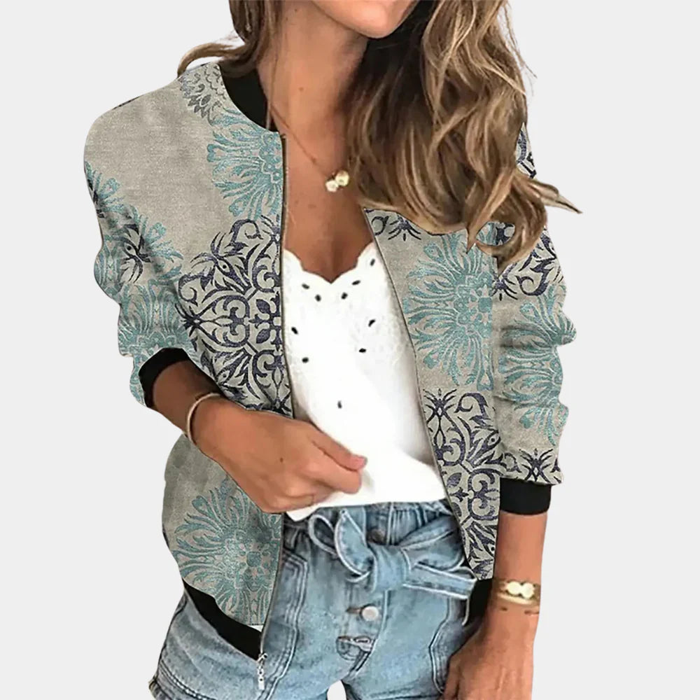 Trendy mønstret jakke med blomsterprint