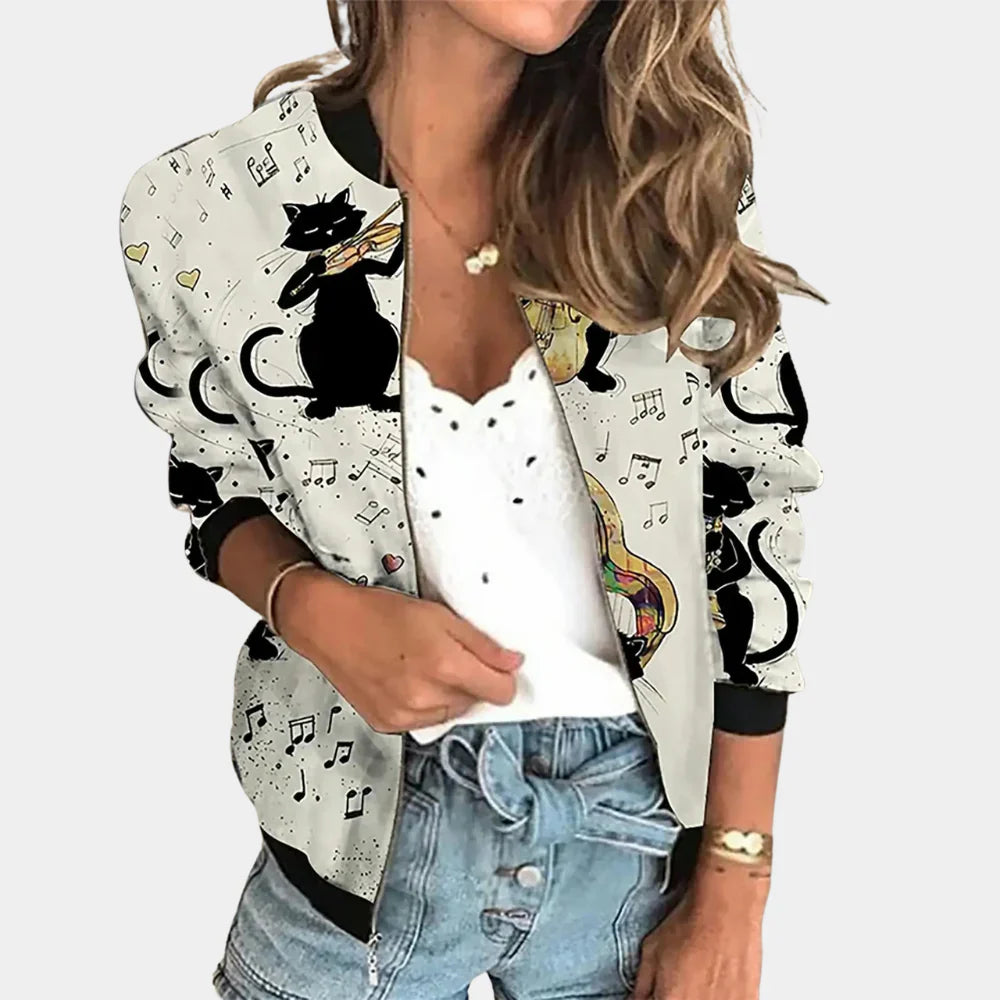 Trendy mønstret jakke med blomsterprint