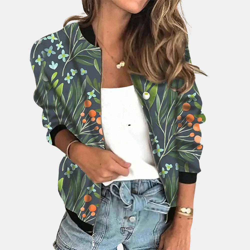 Trendy mønstret jakke med blomsterprint