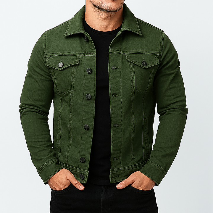 Herr Casual Enfärgad Jeansjakke