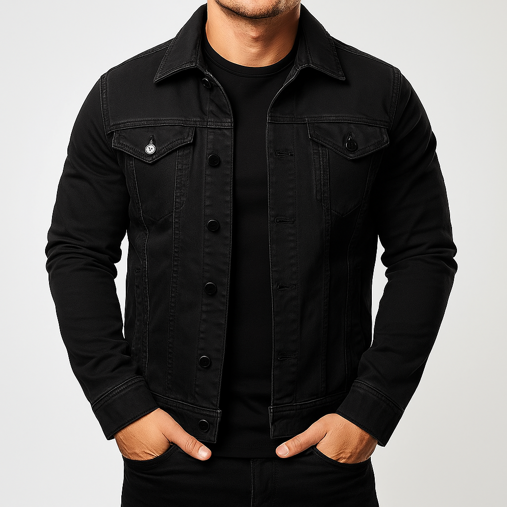 Herr Casual Enfärgad Jeansjakke