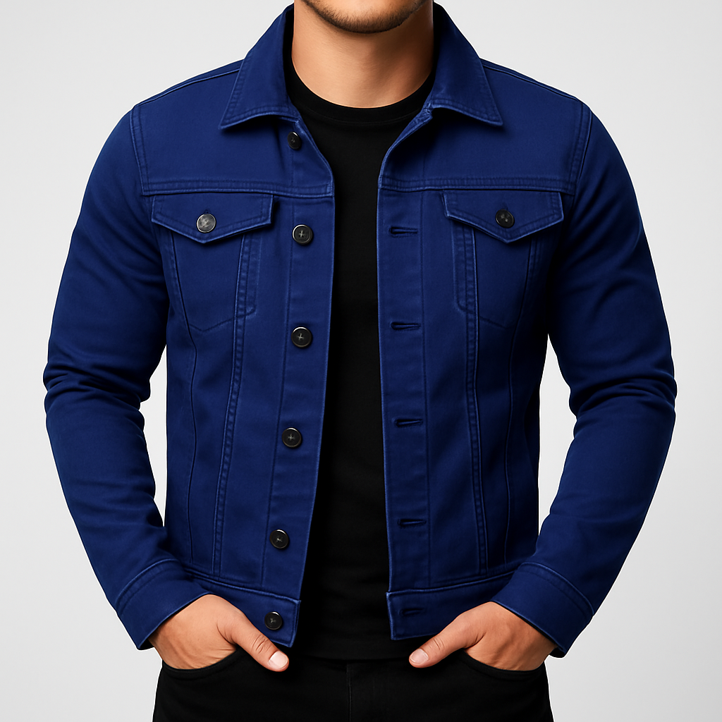 Herr Casual Enfärgad Jeansjakke