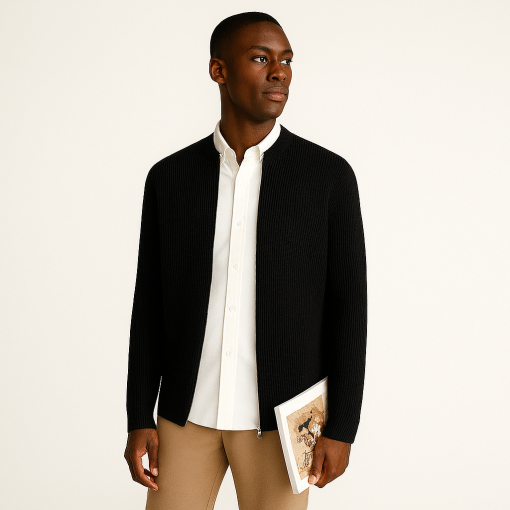 Herr Casual Lynlås Strikket Cardigan