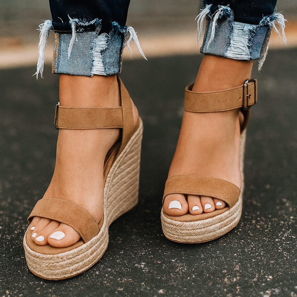 Espadrille sandaler med åben tå