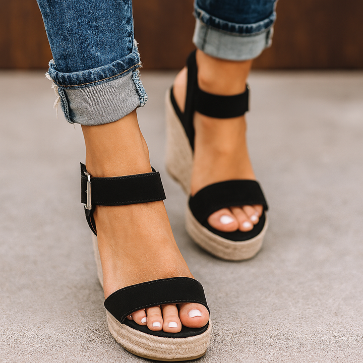 Espadrille sandaler med åben tå