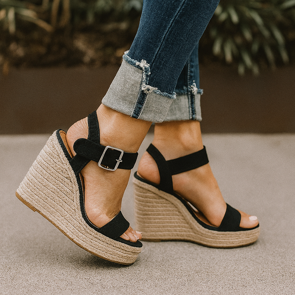 Espadrille sandaler med åben tå