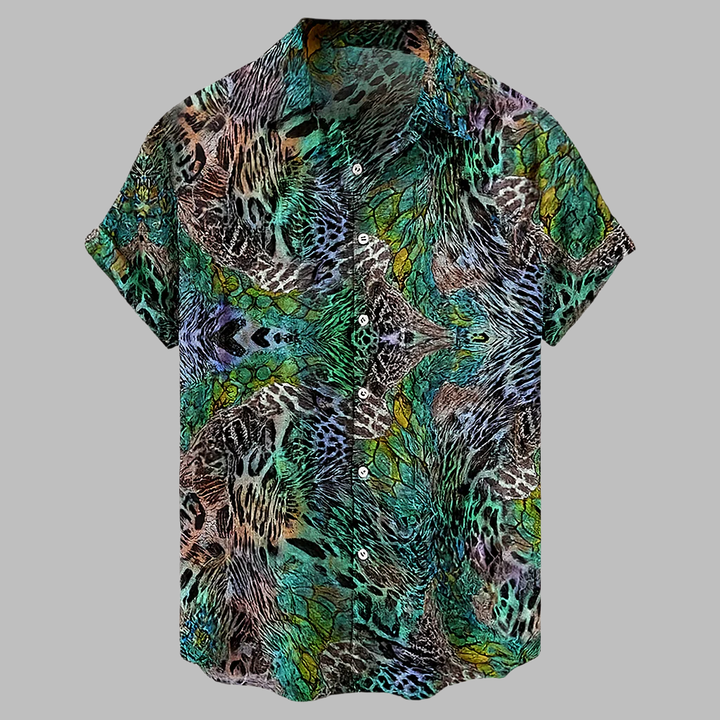 Avslappnad gatustil herrskjorta i lätt sommarväv, tribal stil