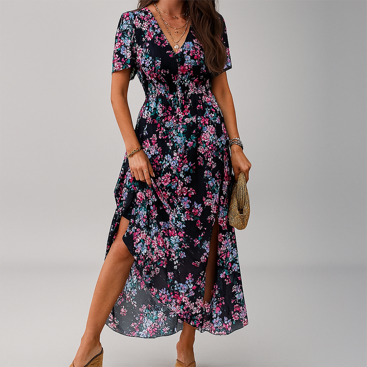 Blomstret midikjole