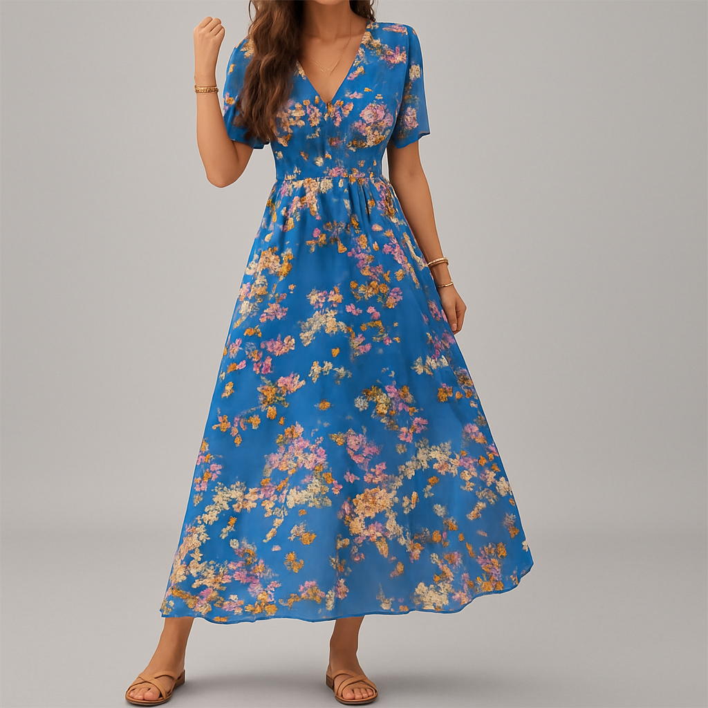 Blomstret midikjole
