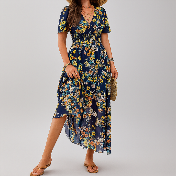 Blomstret midikjole