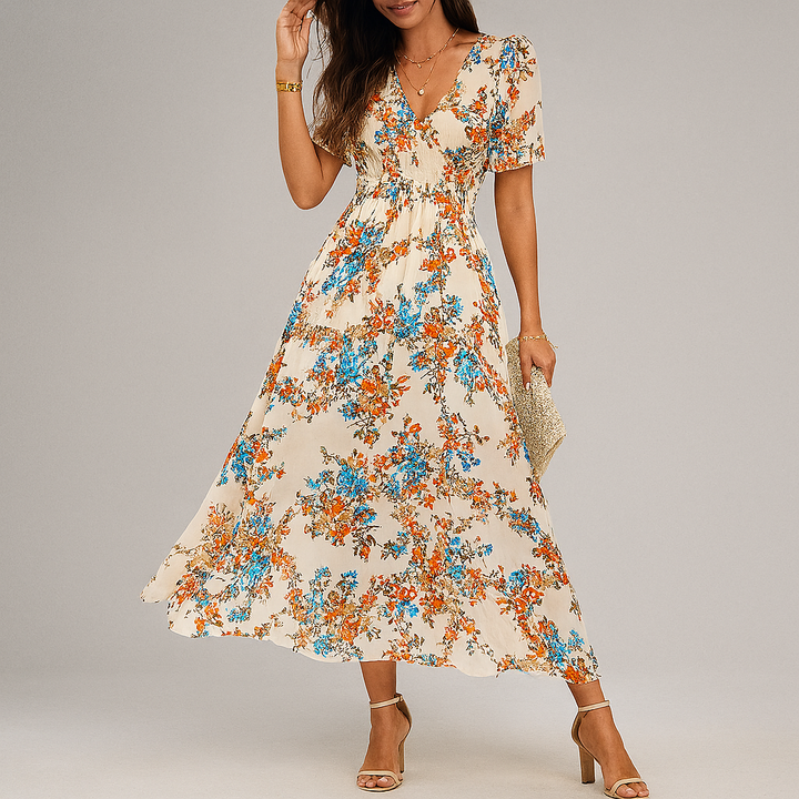 Blomstret midikjole