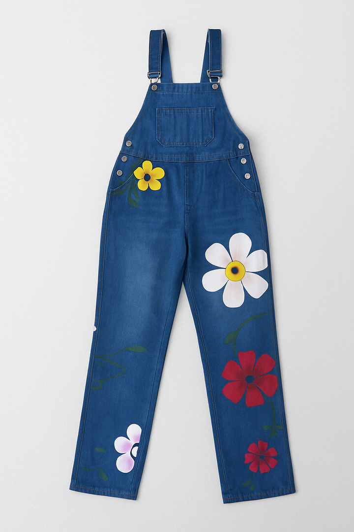 Blommig denimjumpsuit för dam