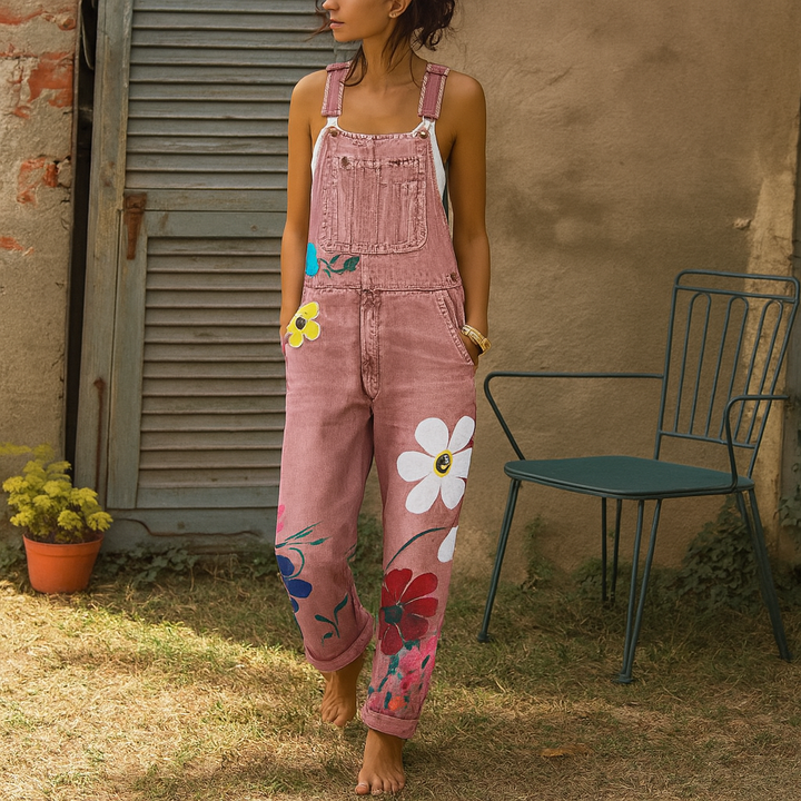 Snygg denimjump med blommönster