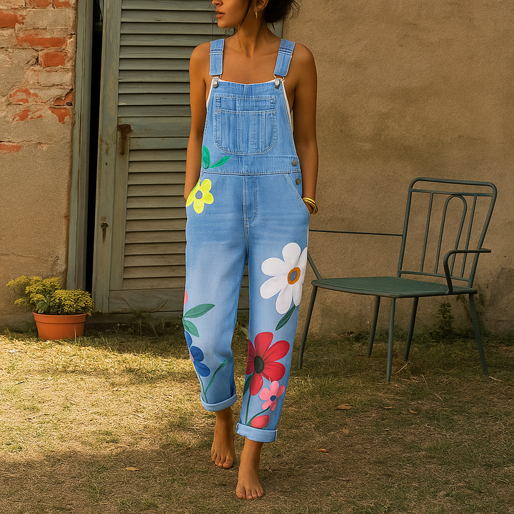 Snygg denimjump med blommönster