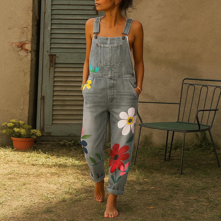 Snygg denimjump med blommönster