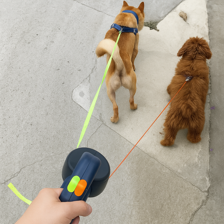 Dobbelt sammenklappeligt hundesnor med 360° rotation
